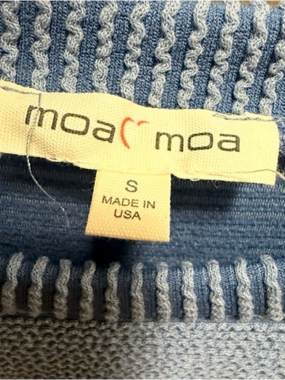 Moa Moa Blue Ribbed Knit Ruffle Flutter Sleeve Top - Small - Picture 4 of 9